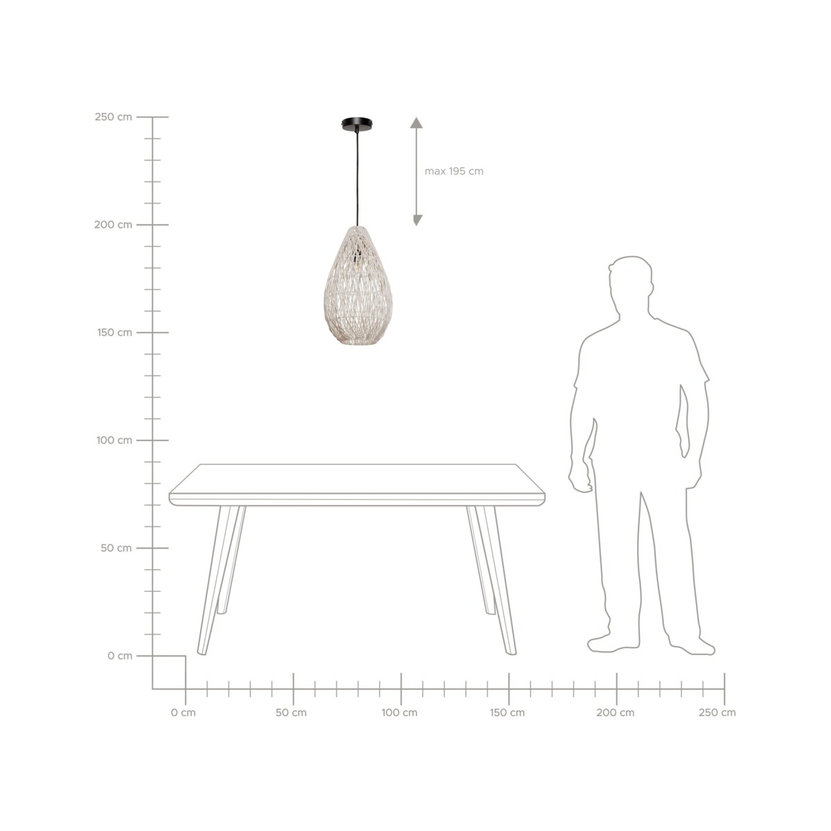 Lampa pleciona wisząca beżowa ANNOTTO