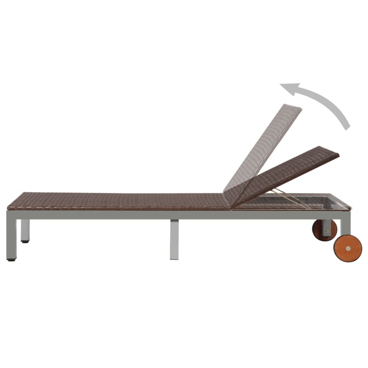 vidaXL Leżak z kółkami, polirattan, brązowy