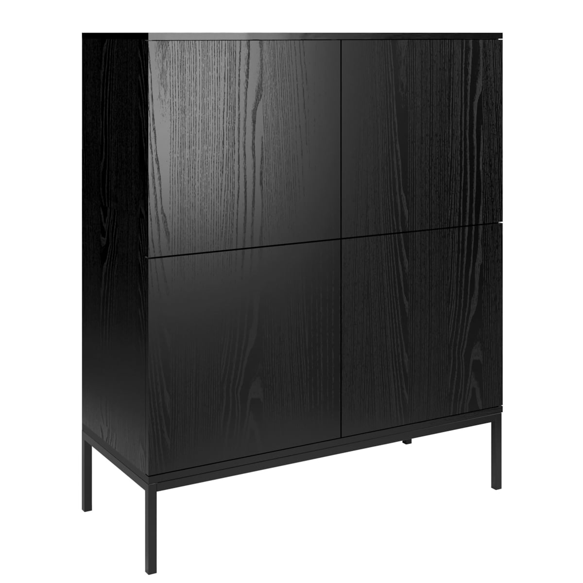 Komoda wysoka Industrialna z drzwiczkami na metalowych nogach, czarna