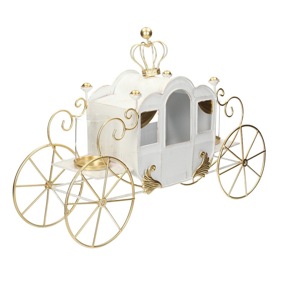 Świecznik Carriage 66x20x32cm boże narodzenie, święta, świąteczne, biały-złoty, 66 x 20 x 32 cm