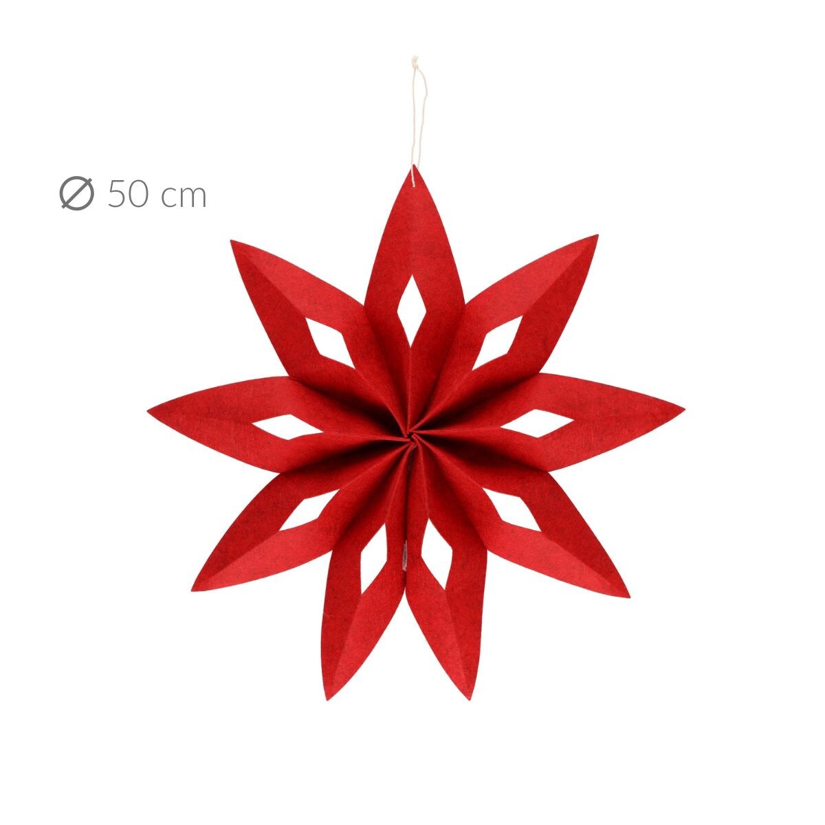 Gwiazda świąteczna z filcu, czerwona, Ø 50 cm