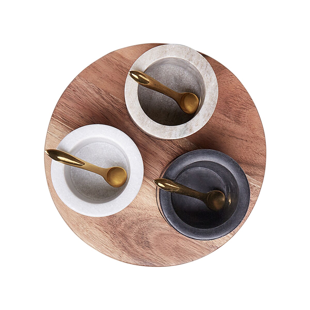 Zestaw 3 miseczek z marmuru z łyżeczkami i tacą wielokolorowy HERAKLION