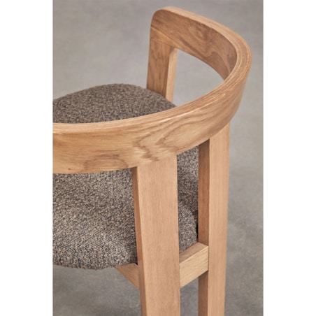 Krzesło z podłokietnikami, jasne drewno, kawa z mlekiem bouclé, Yvonne