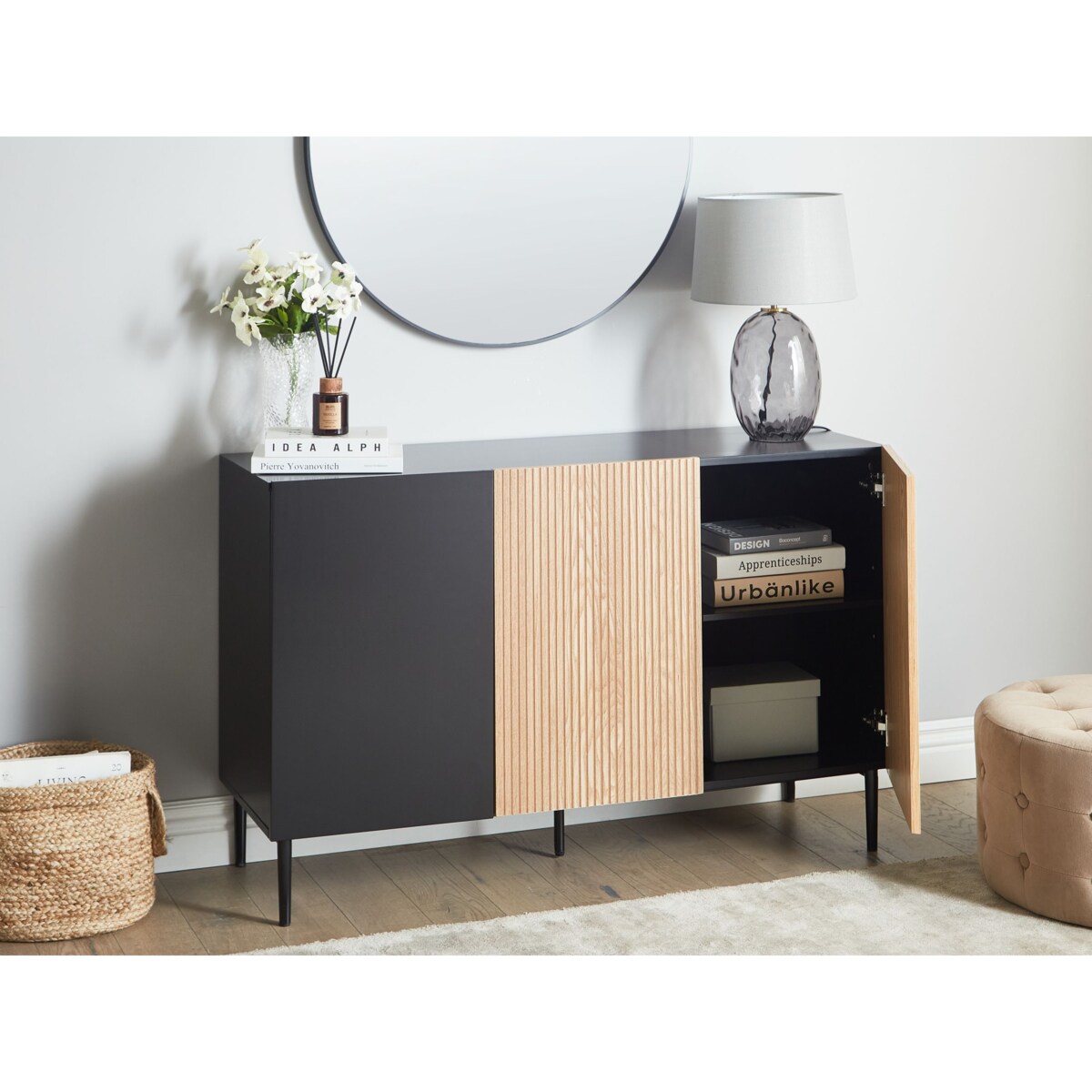 Szafka trzydrzwiowa czarny z brązowym BLYTHE