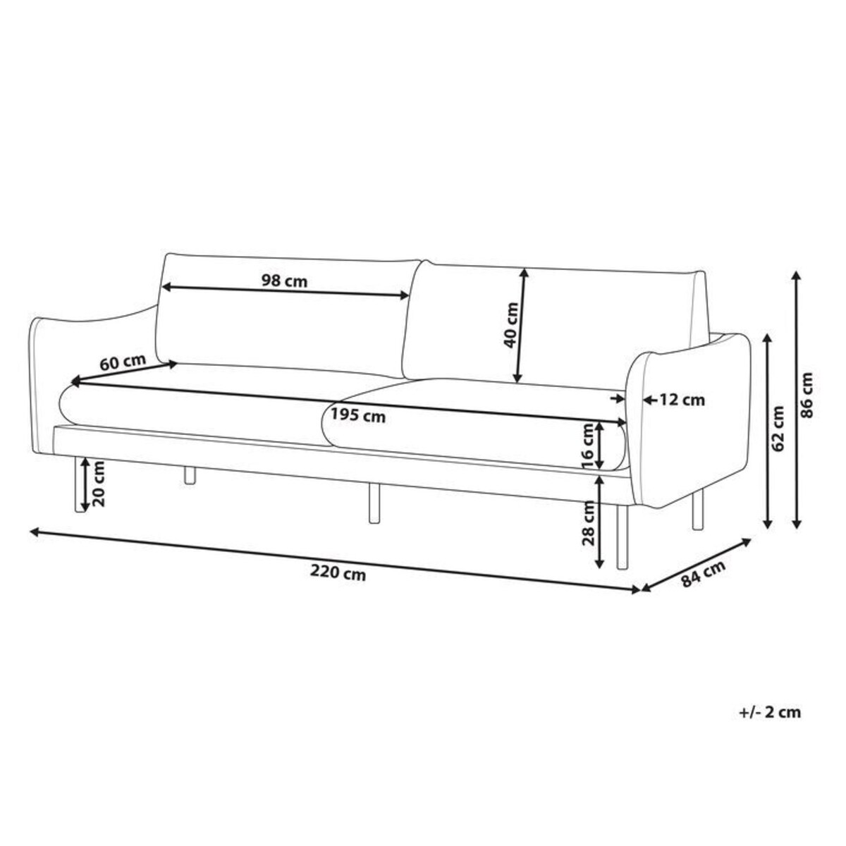 Sofa welurowa 3-osobowa szara VINTERBRO