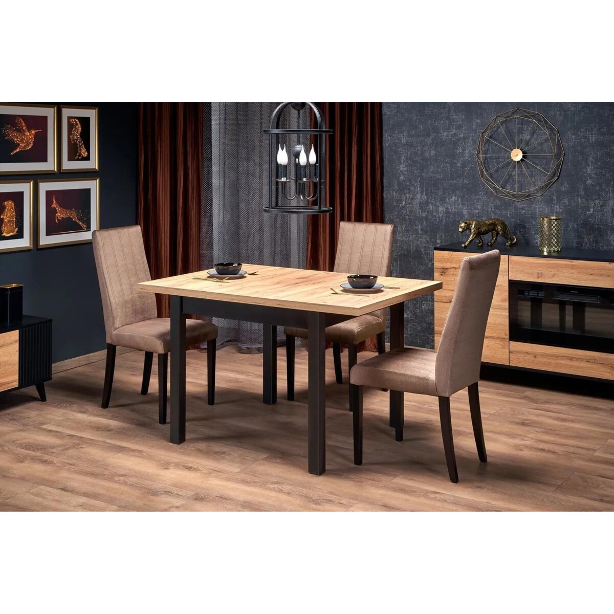 Stół rozkładany TIAGO KWADRAT 90(125)x90 dąb craft/czarny