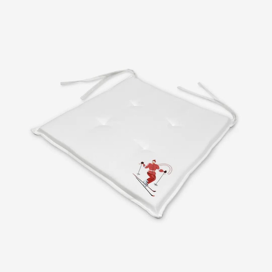 Poduszka świąteczna na krzesło - Czerwona narciarka