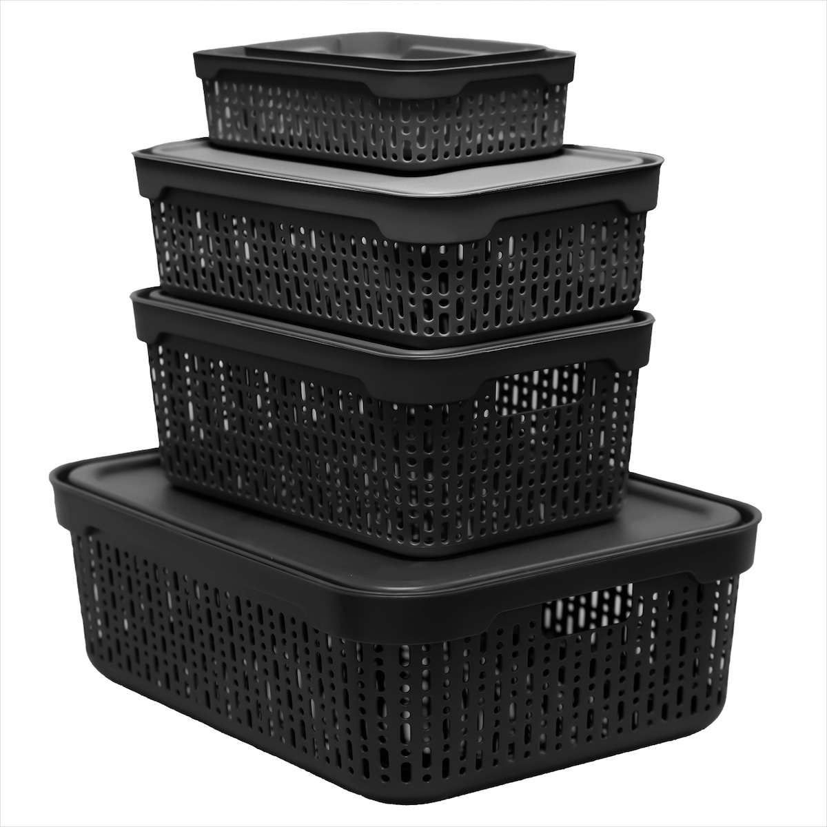 5X Koszyk Ażurowy Koszyczek Plastikowy Na Kosmetyki Do Łazienki Pudełko Pojemnik Do Szuflady Czarny Zestaw