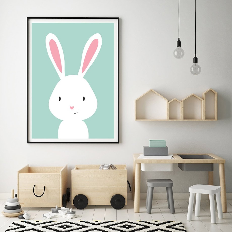 Plakat dla dzieci Królik miętowy 50x70