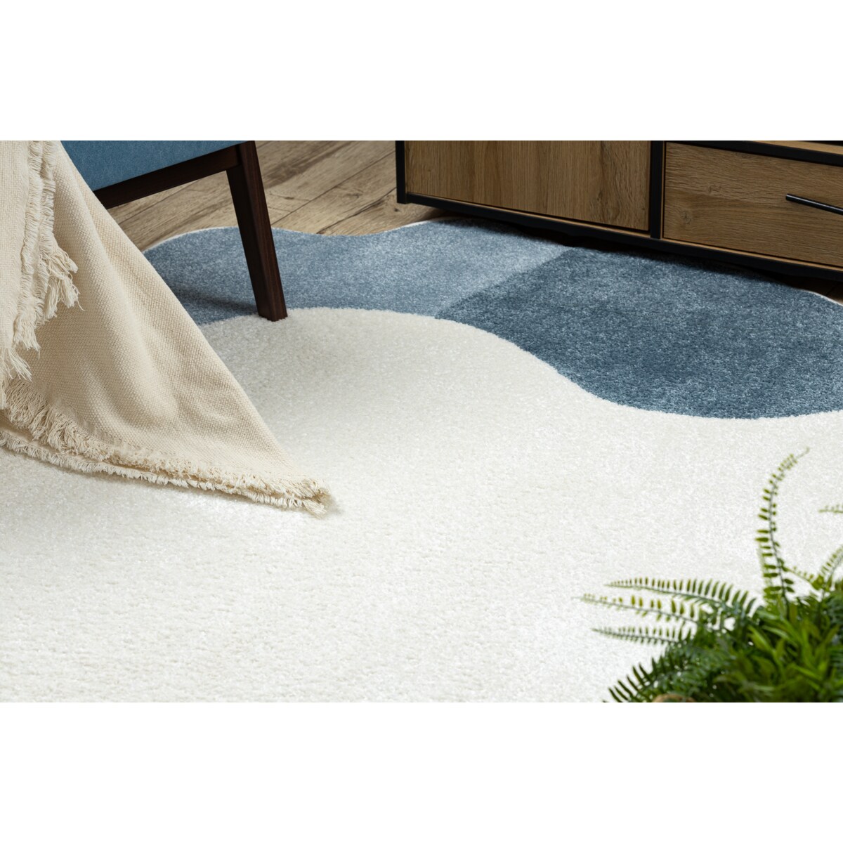 Dywan FUSION 5710 biały / granatowy Shape - 200x290 cm