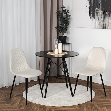 Krzesło tapicerowane nowoczesne pikowane do salonu jadalni beżowe