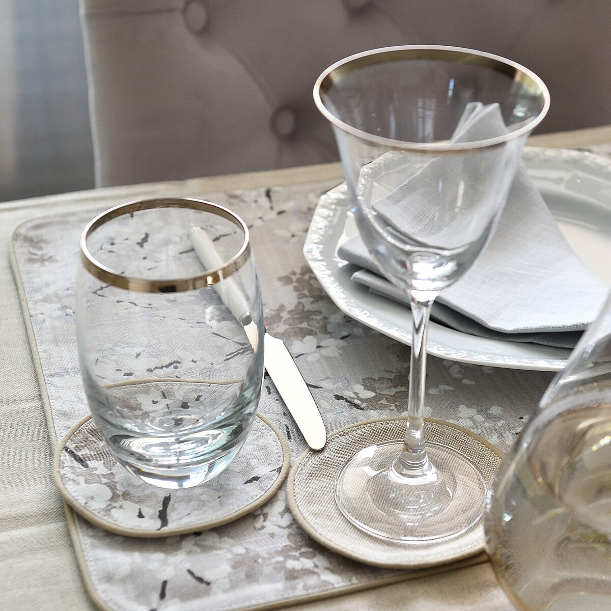 Mini dwustronne podkładki z motywem gałązek Twigs & Mirha – komplet 6 szt.