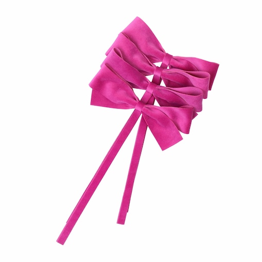 Aksamitne kokardki Fuchsia Bows - 4 sztuki