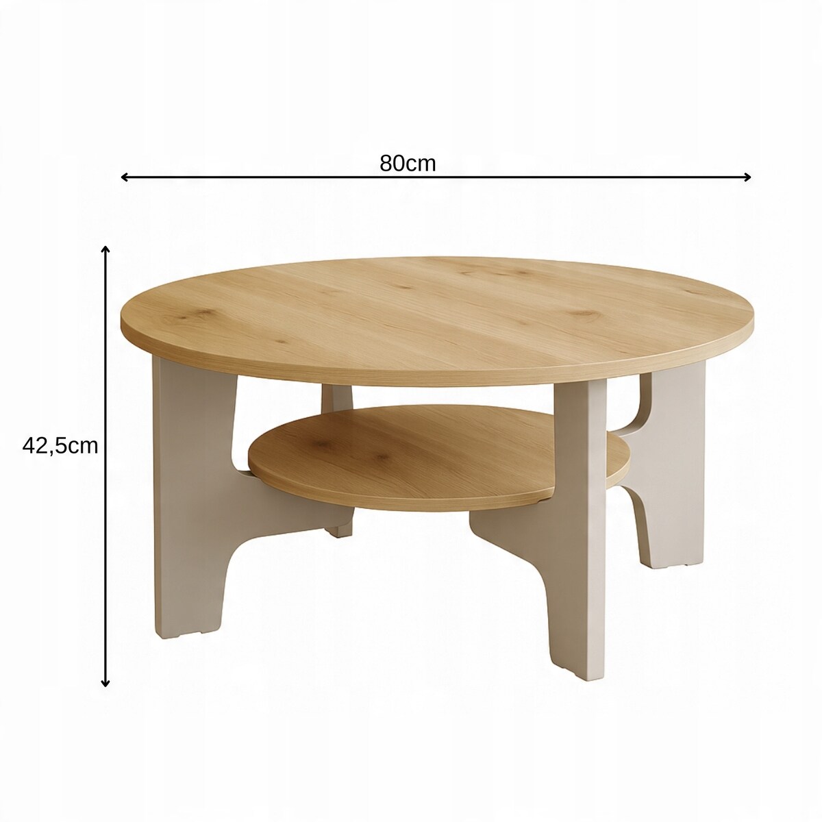 Stolik Kawowy KASZMIR Dąb Artisan 80cm Okrągły JAPANDI BOHO Salon