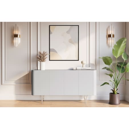 Nowoczesna szara komoda Dancan MONZA ze srebrnymi nóżkami / szer. 160 cm