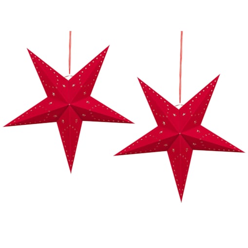 Zestaw 2 wiszących gwiazd welurowych LED 60 cm czerwony MOTTI