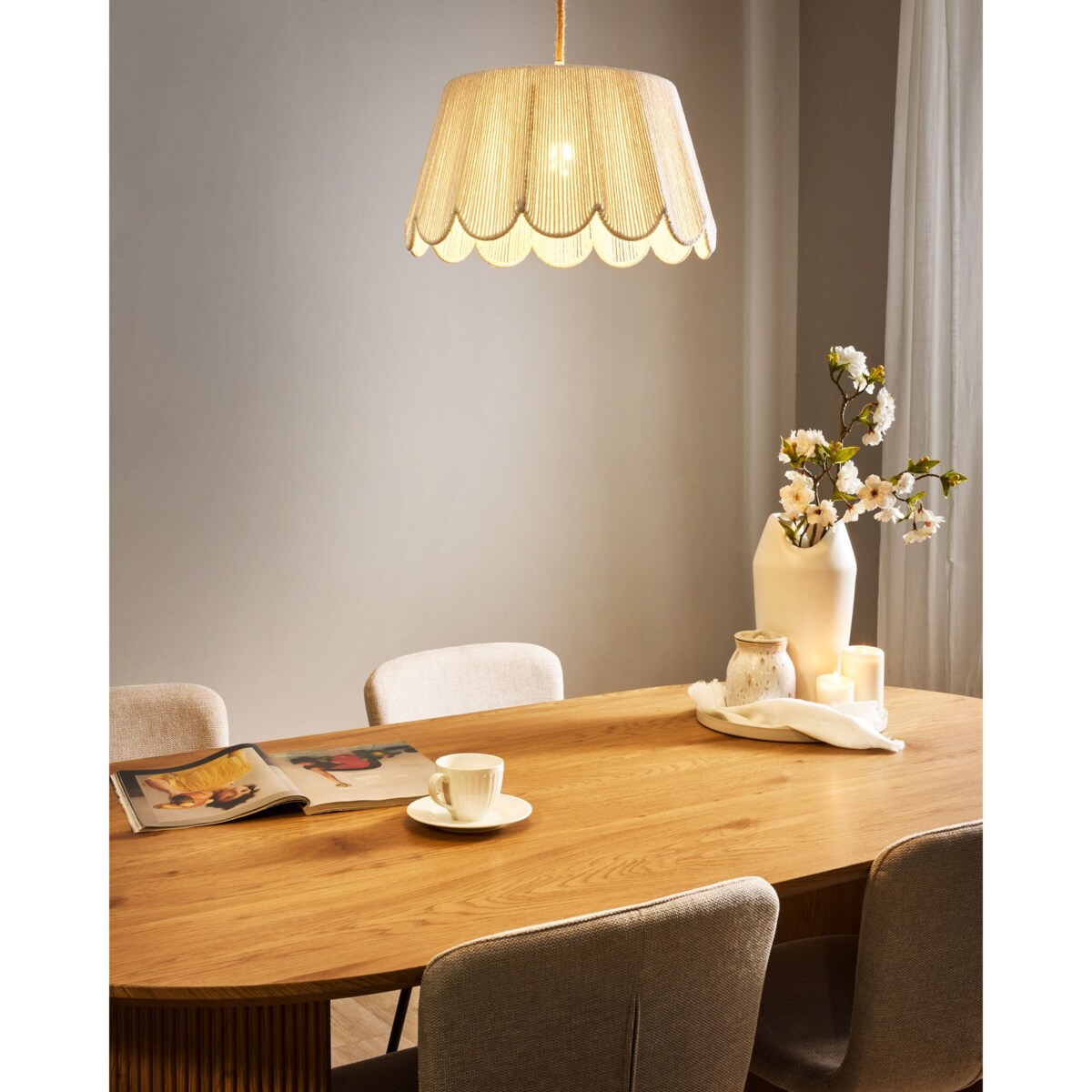 Lampa wisząca SEBAKWE Papierowa plecionka Jasnobeżowy