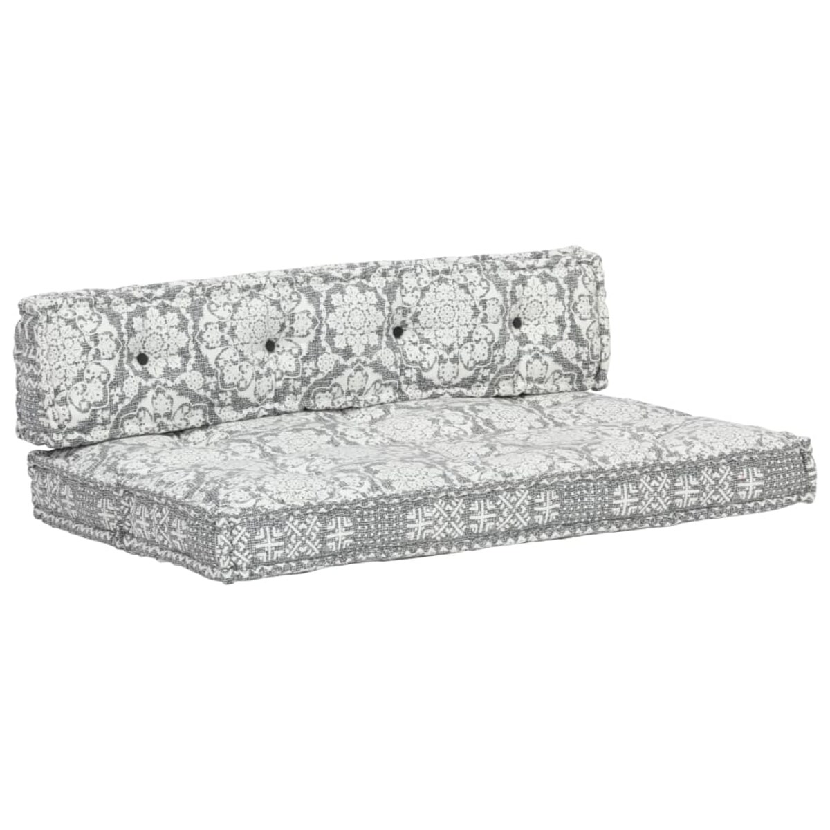 vidaXL Sofa z poduszek na paletę, tkanina, jasnoszary patchwork