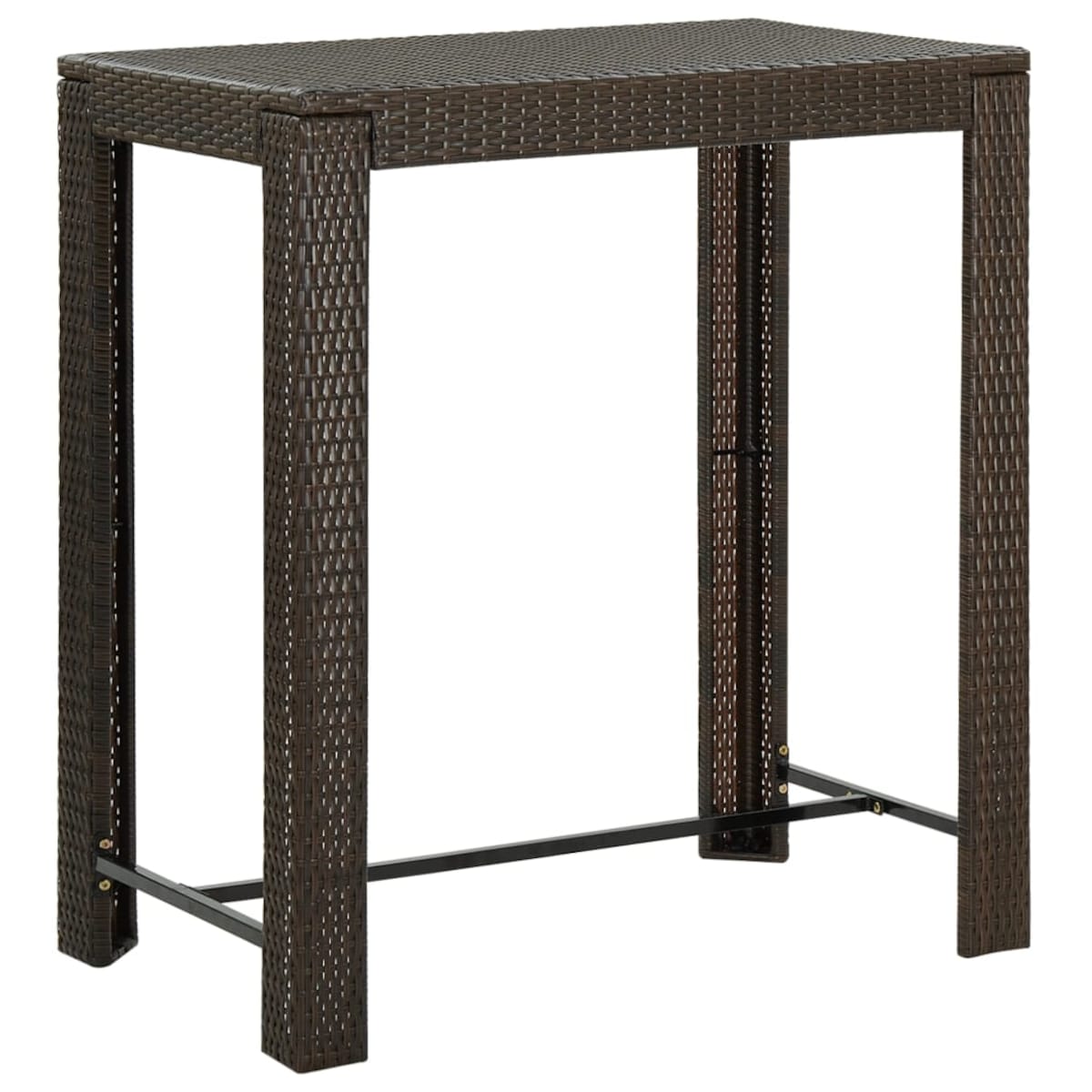 vidaXL Ogrodowy stolik barowy, brązowy, 100x60,5x110,5 cm, polirattan