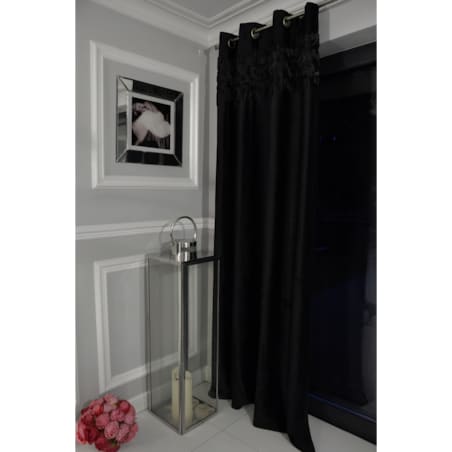 zasłona welurowa "bella rosa" z wyszywanymi różami 140x250 cm na przelotkach | czarny