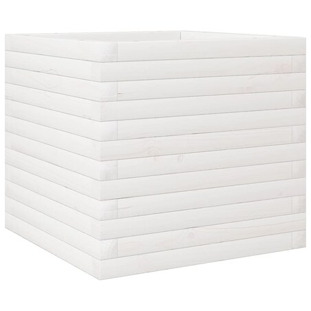 vidaXL Donica ogrodowa, biała, 50x50x45,5 cm, lite drewno sosnowe