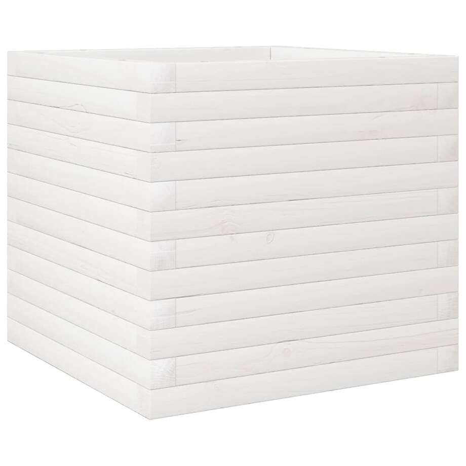 vidaXL Donica ogrodowa, biała, 50x50x45,5 cm, lite drewno sosnowe