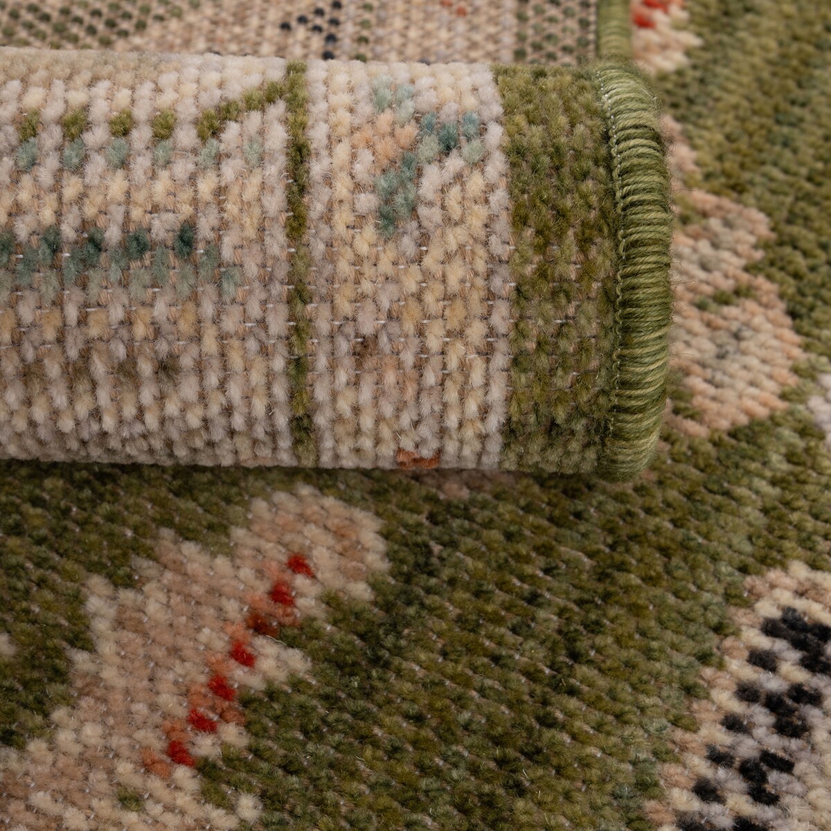 Dywan Wełniany Royal Wool 160x220 cm z frędzlami klasyk zielony