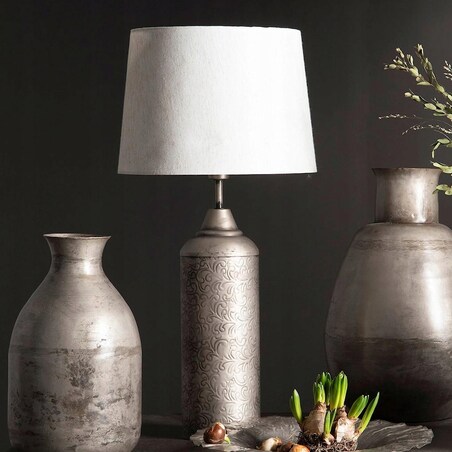 LAMPA STOŁOWA LOFT NOCNA SREBRNA METALOWA DO SALONU SYPIALNI DOMU 53cm E27