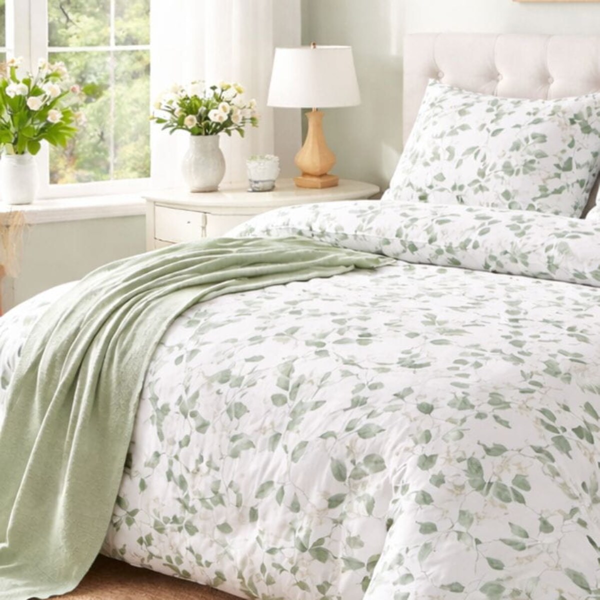 Pościel bawełniana satynowa 160x200 cm POLSKA WIOSENNE LIŚCIE