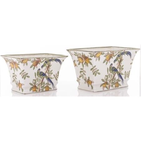 Osłonka 2 szt. porcelanowa 15,5x25x17,5 i 18,5x29,5x20 cm PAJAROS pudełkowa