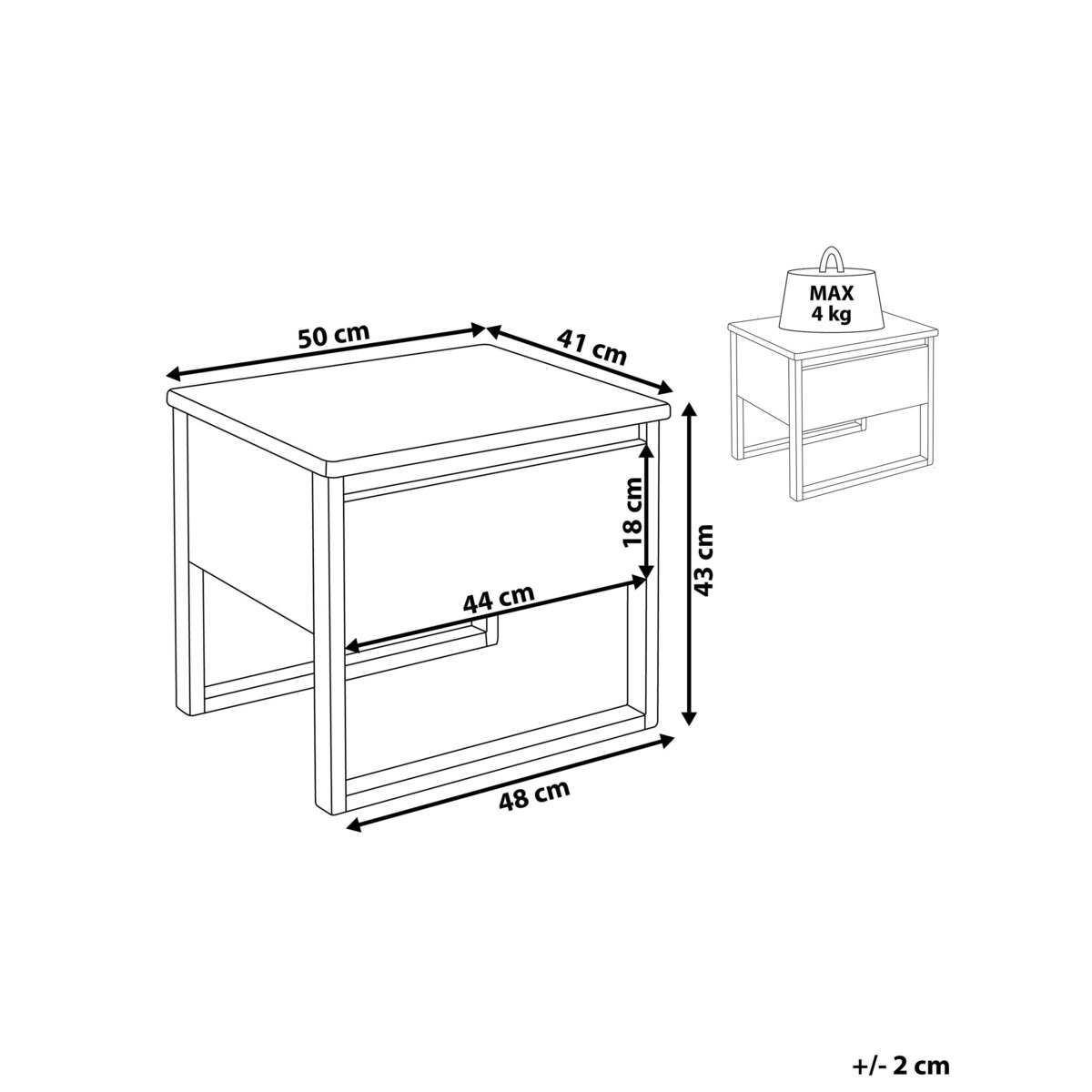 Szafka nocna 1 szuflada GIULIA Drewno sosnowe Ciemnobrązowy