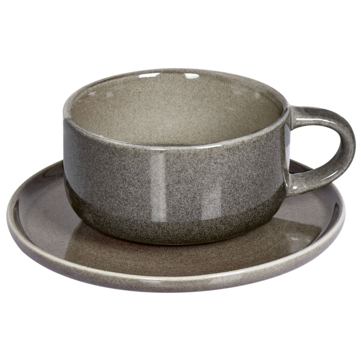 Zestaw 4 filiżanek ze spodkami COSTMARY Kamionka Szary