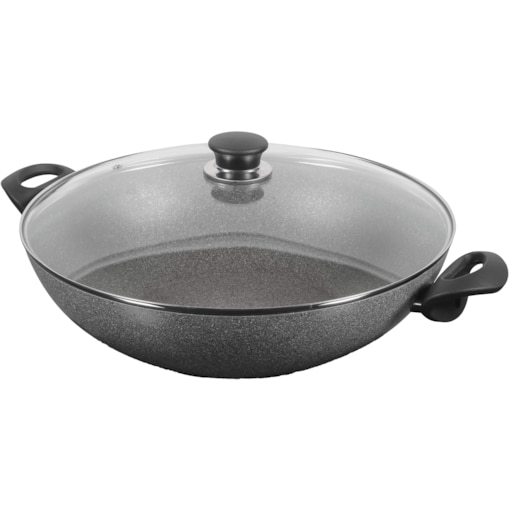 Wok granitowy indukcyjny z 2 uchwytami i pokrywką Ballarini Ferrara - 36 cm