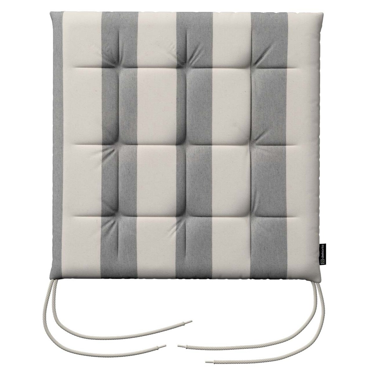 Poduszka na krzesło Karol, biało-szare pionowe pasy (5,5cm), 40 x 40 x 3,5 cm, Quadro