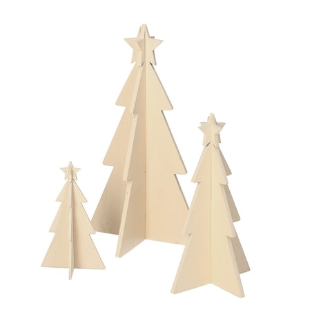 Dekoracja Rustic Trees 3 szt. natural boże narodzenie, święta, świąteczne, beżowy, 14/10/7x25/18/12 cm