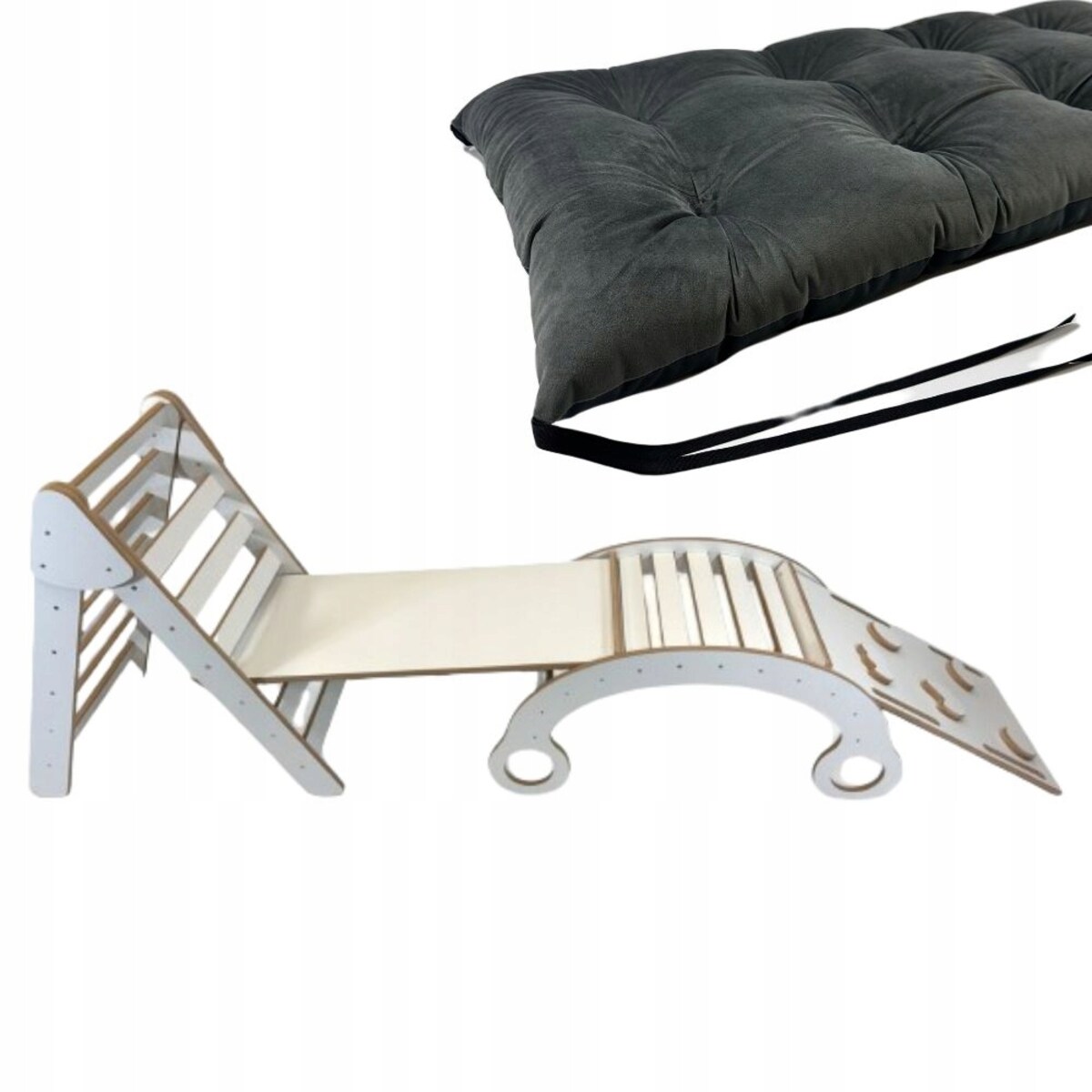 Deska do balansowania + Poduszka Grafit + Ścianka + Zjeżdżalnia + Pikler CE