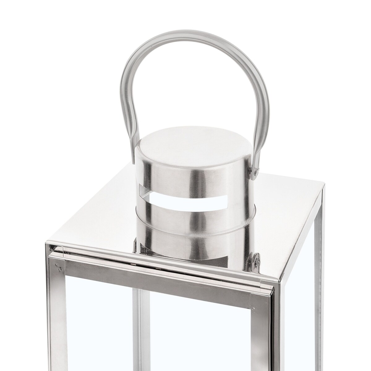 Lampion stalowy 34 cm srebrny CYPRUS