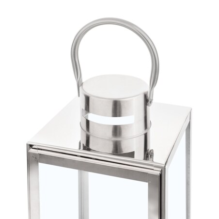 Lampion stalowy 34 cm srebrny CYPRUS