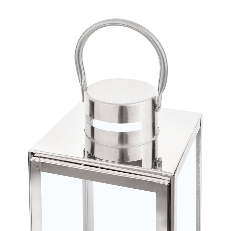 Lampion stalowy 34 cm srebrny CYPRUS