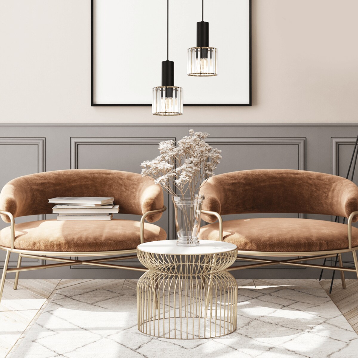 Lampa wisząca Cristal MLP8360 glamour szklana czarna złota