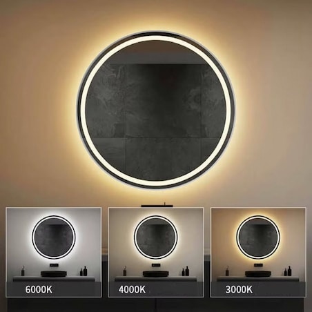 Lustro ścienne LED ze stalowa szczotkowaną ramą MMJ 80cm