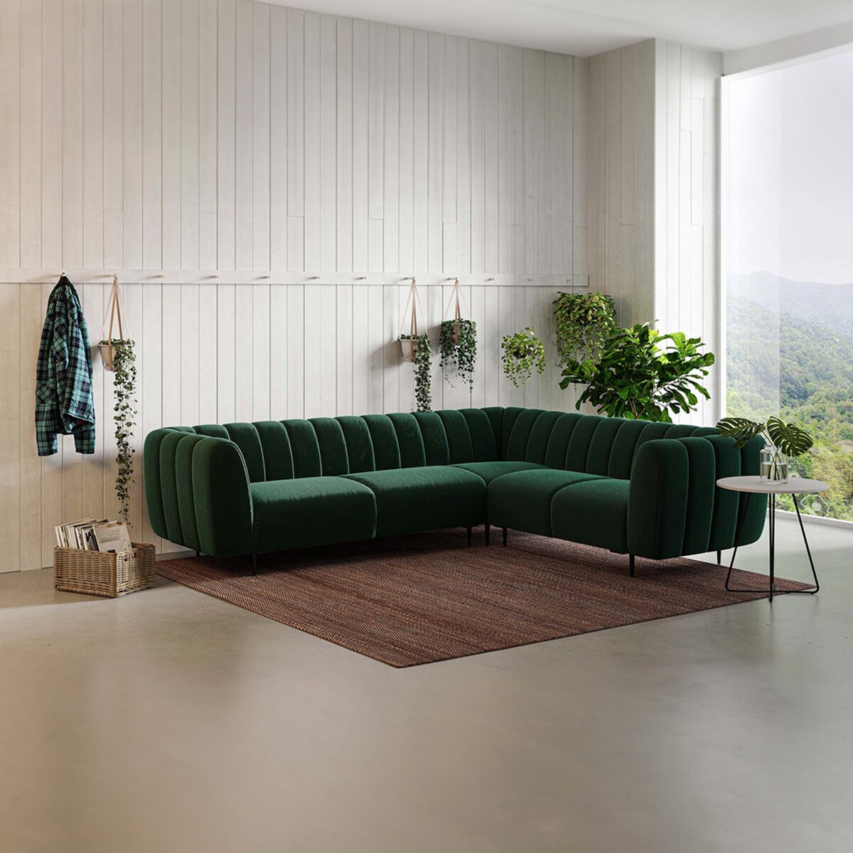 Shel Sofa narożna - ciemnozielona