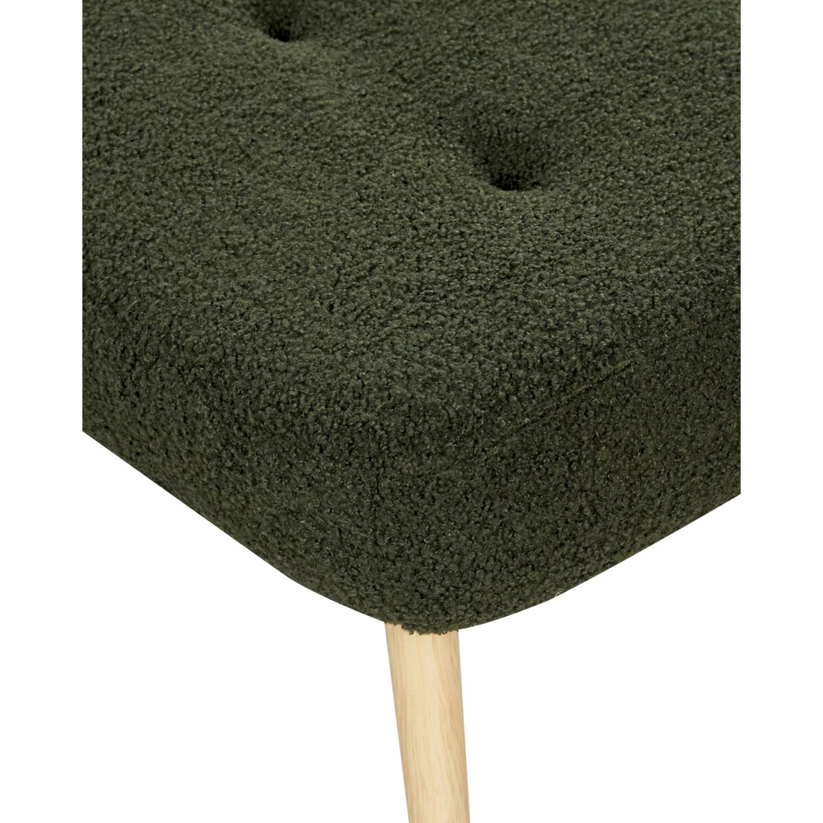 Fotel z podnóżkiem boucle ciemnozielony VEJLE