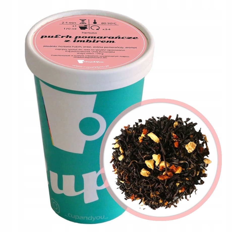 Herbata czerwona pu-erh POMARAŃCZE Z IMBIREM imbir skórka pomarańczy 170g