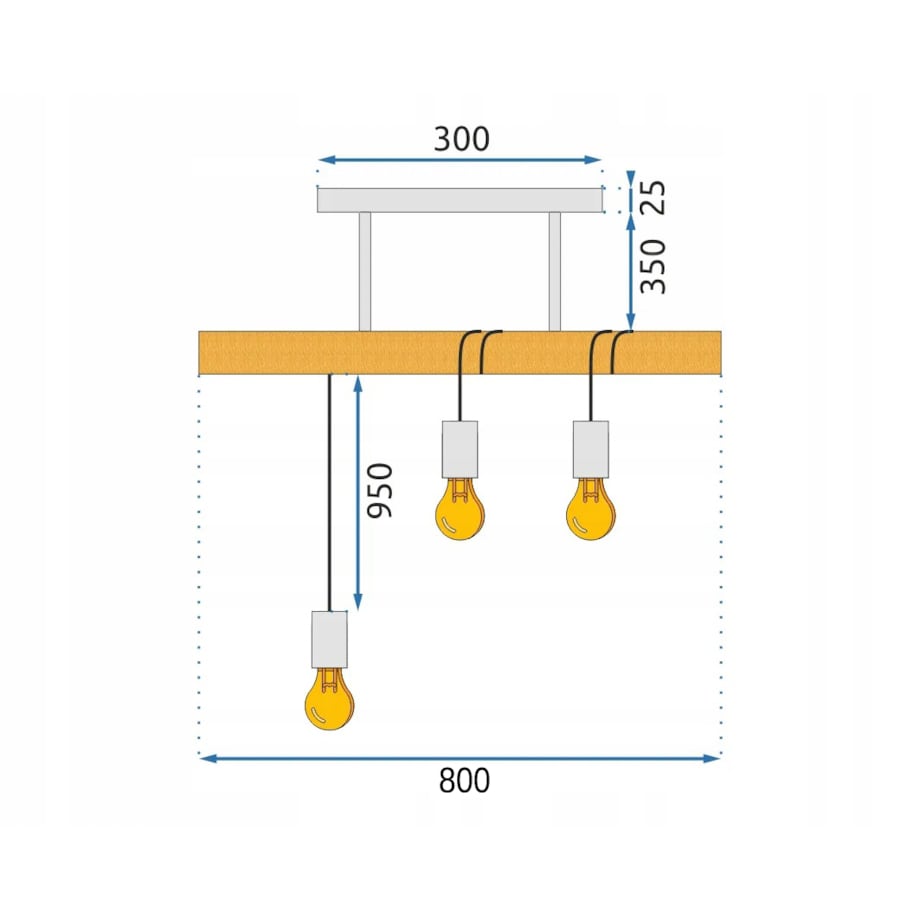 Lampa Sufitowa Wisząca Metal Z Drewnem Loft Line