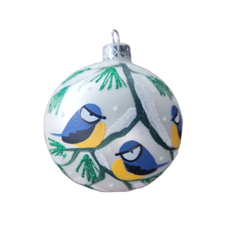 Komplet 4 szklanych bombek Ø 120 mm z ptaszkami TETTA