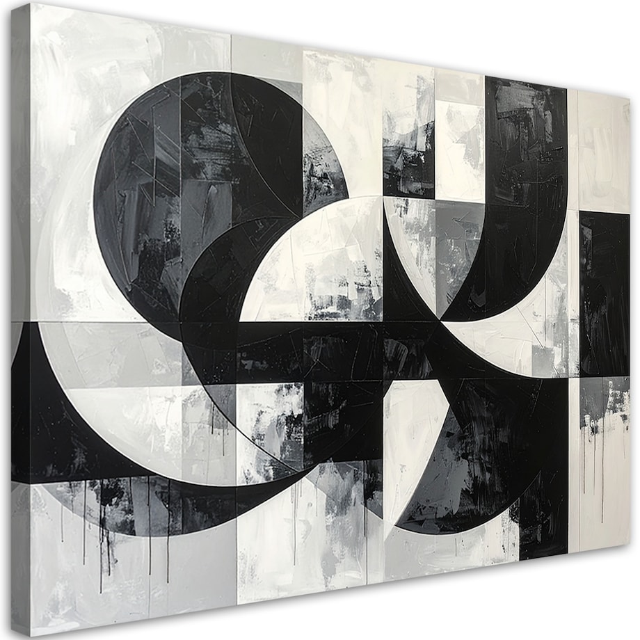 Obraz do salonu biura loftu, Geometryczne formy abstrakcja czarno biały