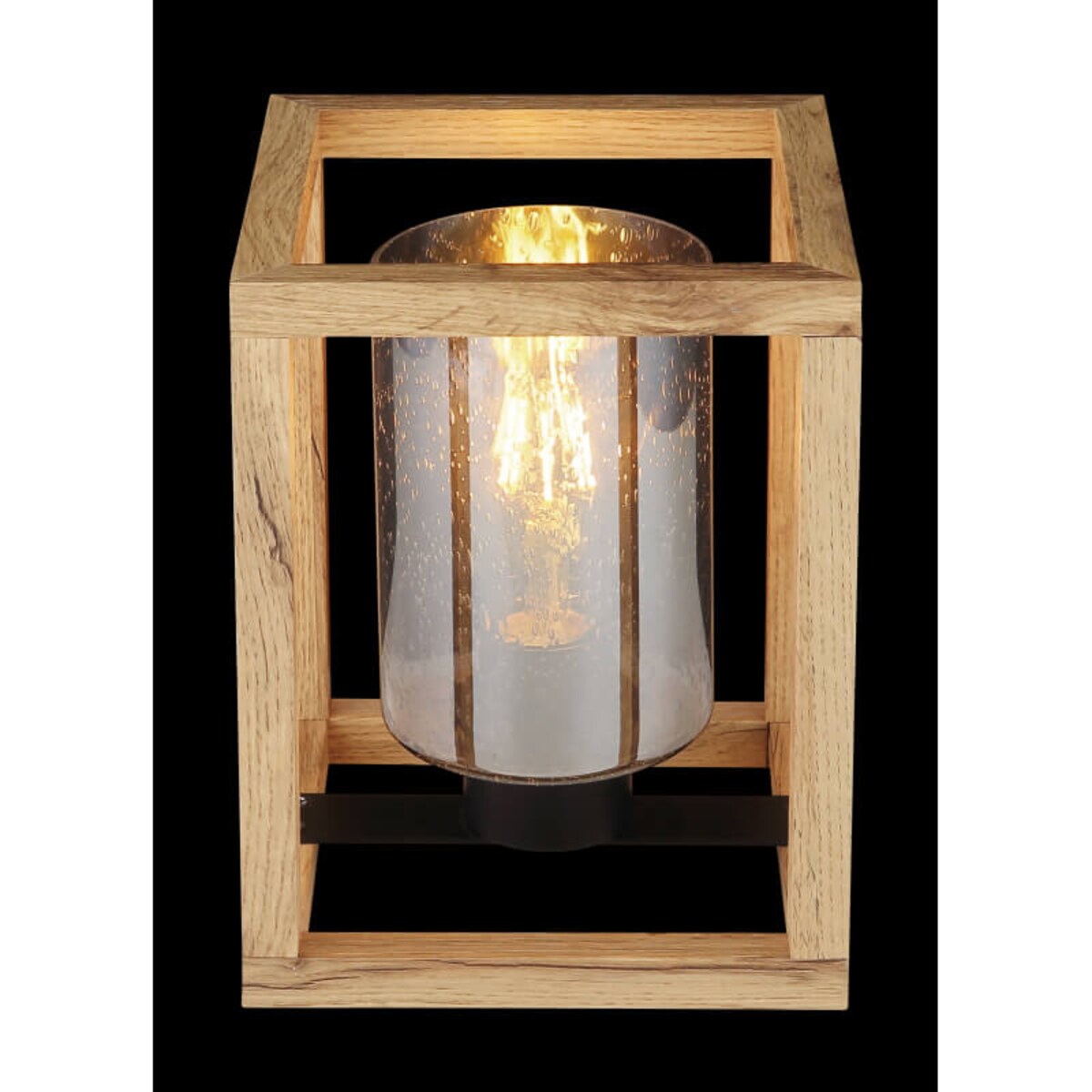 Lampa stołowa Pettey 15497T Globo drewniana do salonu metal szkło czarny