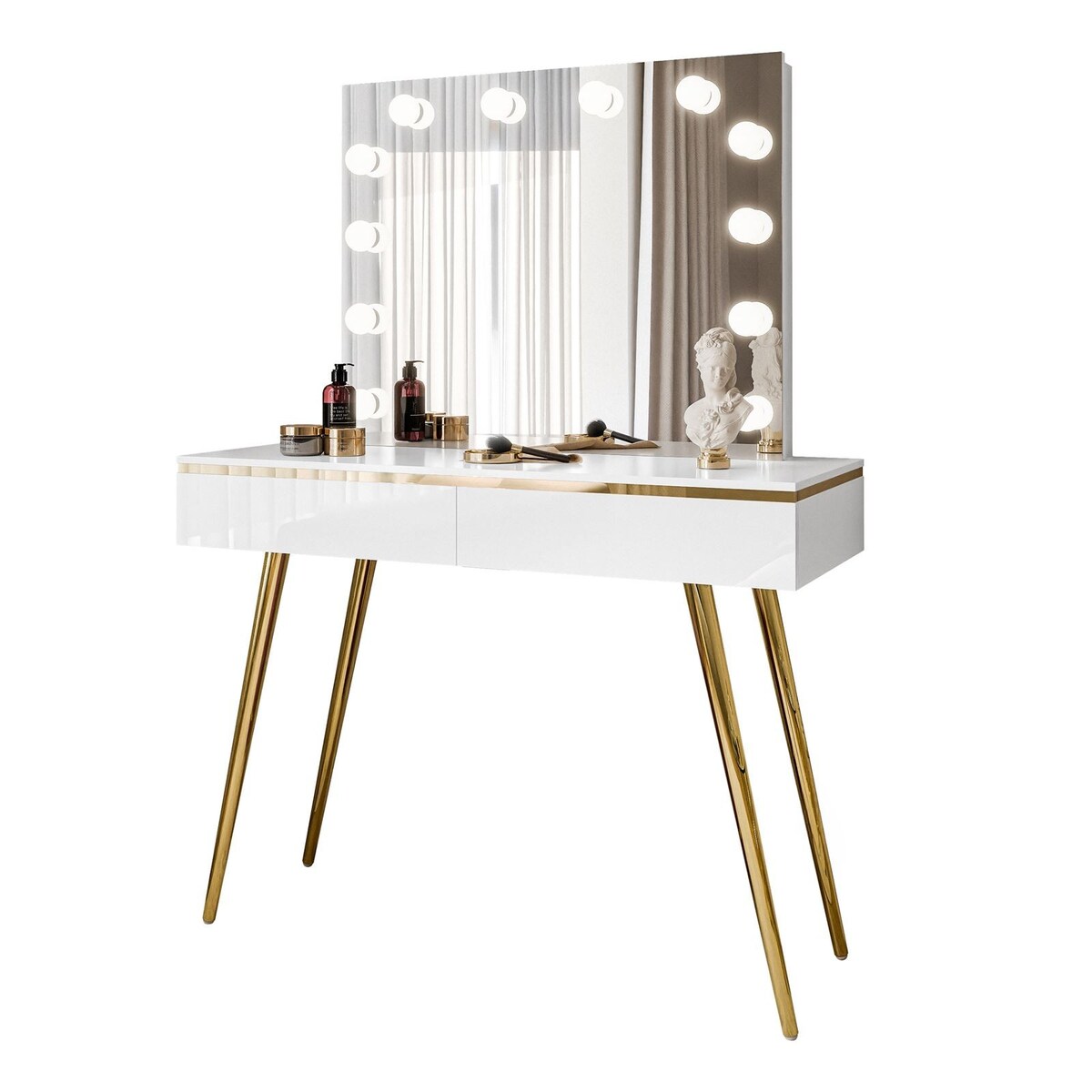 Toaletka AURORA-S ELITE z lustrem biały połysk