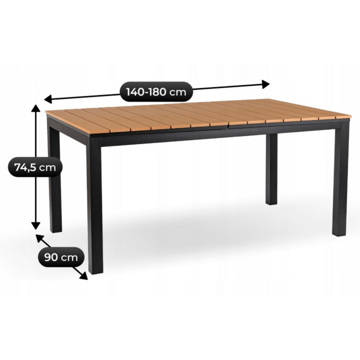 Stół Ogrodowy Rozkładany Na Ogród Działka Taras Dąb Czarny ARGOS 140-180